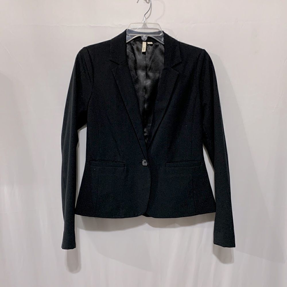 FRENCHI blazer one button pockets notched collar long sleeves lined women sz S